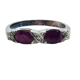 Ruby And Diamond Sterling Ring Size 7, 2.47g