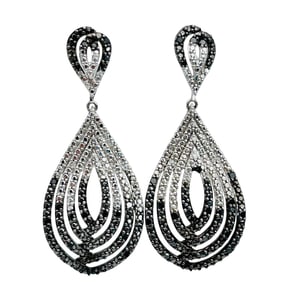 Spinel And Black Sapphire Sterling Teardrop Earrings 8.63g