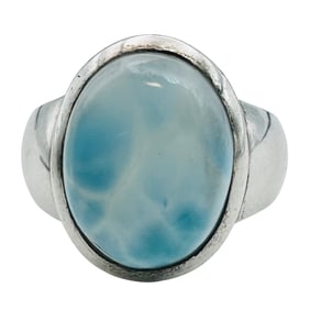 Larimar Sterling Statement Ring Signed Mr. T Size 8, 11.2 G