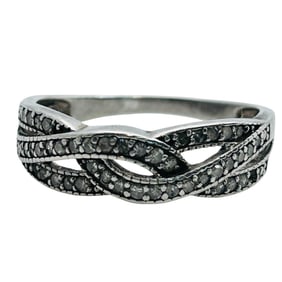 Diamond Sterling Braided Band Ring Size 7, 2.03 G