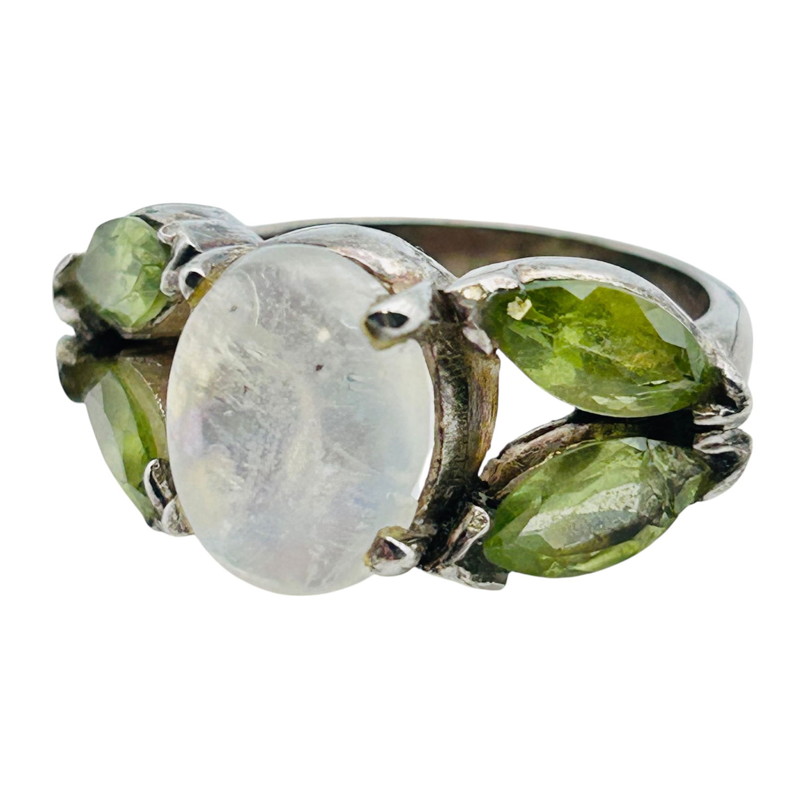 Moonstone And Garnet Sterling Statement Size 7, 6.3 G (1 of 6)