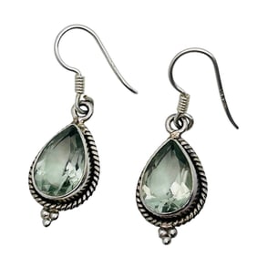 Aqua Sterling Dangle Earrings 4.21 G