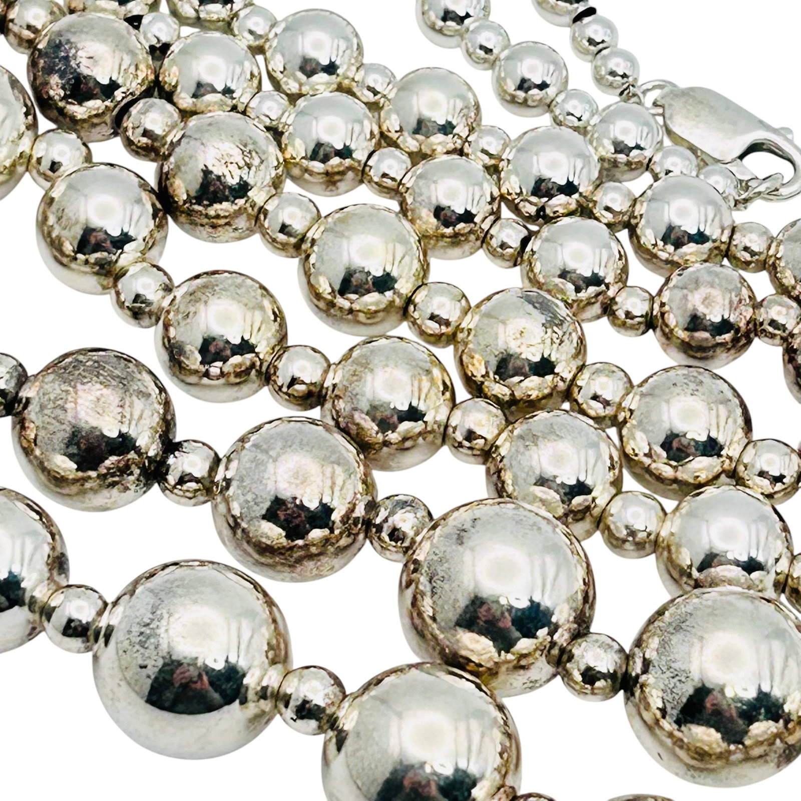 Sterling Graduated Bead Sterling Cable Chain Strung Necklace 56g (1 of 9)