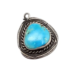 Navajo Turquoise Sterling Silver Pendant 4.7 G