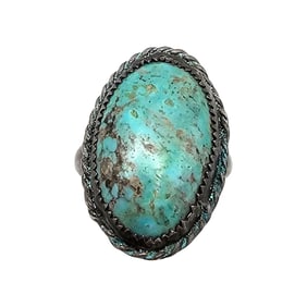 Storming Norm Turquoise Sterling Silver Ring Size 6.5 6.9 G