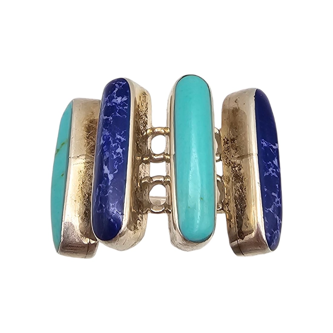 Navajo Lapis Turquoise Sterling Silver Ring Size 8.75 11.5 G (1 of 4)