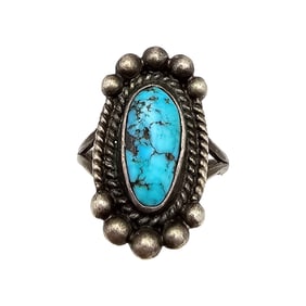 Navajo Turquoise Sterling Silver Ring Size 6.25 5.5 G