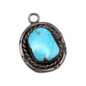 Navajo Turquoise Sterling Silver Pendant 4.6 G