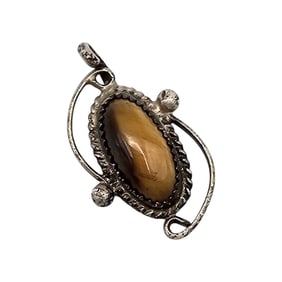 Navajo Tiger's Eye Sterling Silver Pendant 2.5 G