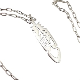 A Koinva Hopi Sterling Silver Feather Necklace 7.7 G