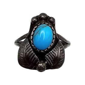 Navajo Turquoise Sterling Silver Ring Size 5.25 2.8 G
