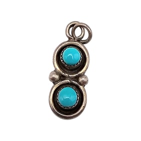 Navajo Turquoise Sterling Silver Pendant 2.2 G