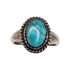 Navajo Turquoise Sterling Silver Ring Size 5 3.1 G