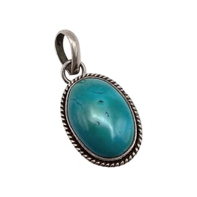 Navajo Turquoise Sterling Silver Pendant 9 G