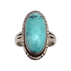 Navajo Turquoise Sterling Silver Ring Size 7.25 5.9 G
