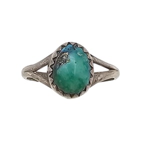 Navajo Turquoise Sterling Silver Ring Size 4 1.5 G