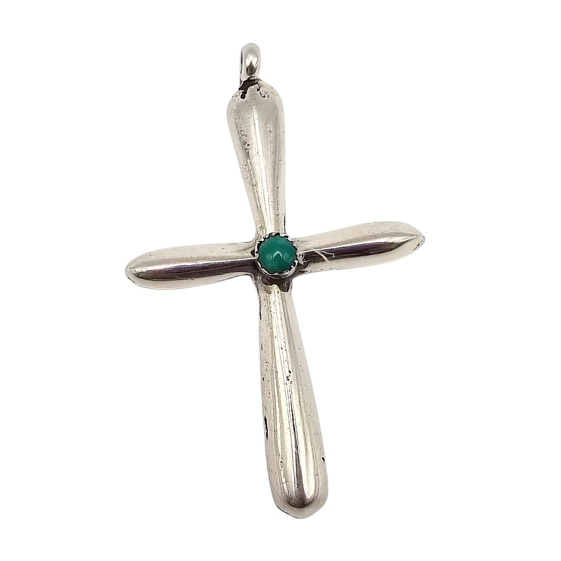Navajo Turquoise Sterling Silver Cross Pendant 6.7 G: Navajo Turquoise Sterling Silver Cross Pendant 6.7 G