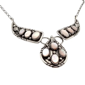 Native Southwestern Mother Of Pearl Sterling Silver Necklace 20.9 G