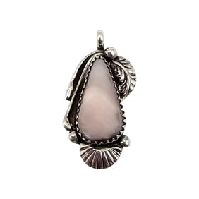 Signed FC Native Mother Of Pearl Sterling Silver Pendant 3.2 G