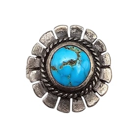 Native Turquoise Sterling Silver Ring Size 5.25 4.9 G