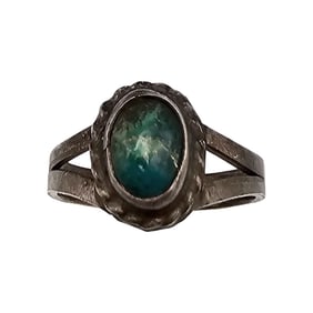 Native Turquoise Sterling Silver Ring Size 5.25 2.5 G