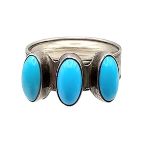 Native Turquoise Sterling Silver Ring Size 8.5 8.4 G