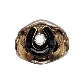 S. Ray Jet Clear Stone Sterling Silver Two-Tone Ring Size 6.5 6.3 G