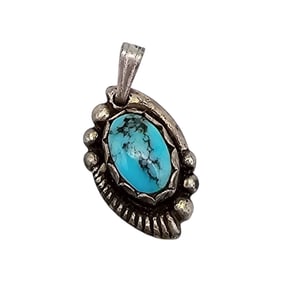 Old Carlisle Jewelry Albuquerque? Turquoise Sterling Silver Pendant 1.3 G