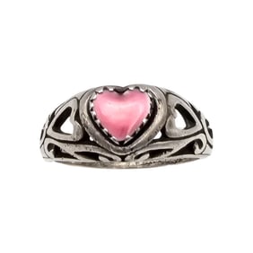 Wheeling Manufacturing Co Pink Sterling Silver Heart Ring Size 5.75 3.8 G