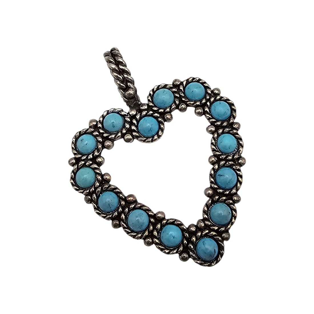 Quac Trading Turquoise Sterling Silver Heart Pendant 8.6 G (1 of 4)