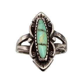 Bell Trading Post Turquoise Sterling Silver Ring Size 6 3.4 G
