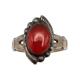 Bell Trading Post Carnelian Sterling Silver Ring Size 5 2.8 G