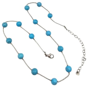 Shube's Mfg Turquoise Sterling Liquid Silver Necklace 12.6 G