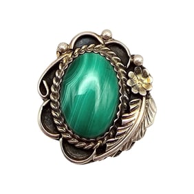 M Malachite Sterling Silver Ring Size 5.75 5.7 G