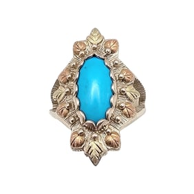 C. Co Turquoise 12K Gold Sterling Silver Ring Size 6 6.1 G