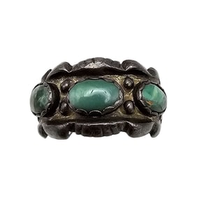 Southwestern Turquoise Sterling Silver Ring Size 6.5 6.4 G
