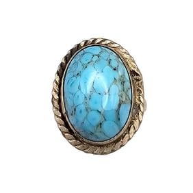 Southwestern Turquoise Sterling Silver Ring Size 6 5.5 G