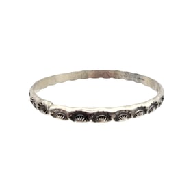 Southwestern Sterling Silver Stamp Work Bangle Bracelet 21.1 G