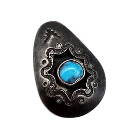 Southwestern AM Turquoise Sterling Silver Pendant 8.1 G
