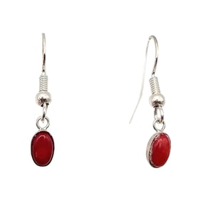 Southwestern Coral Sterling Silver Dangle Earrings 0.9 G