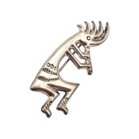Native/Southwestern Sterling Silver Kokopelli Brooch 13.6 G