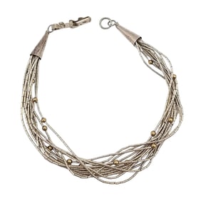 Southwestern Sterling Liquid Silver Multi Strand Bracelet 6.1 G