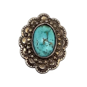 Southwestern Turquoise Sterling Silver Ring Size 5.25 5.9 G