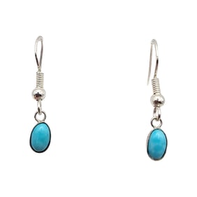 Southwestern Turquoise Sterling Silver Dangle Earrings 0.8 G