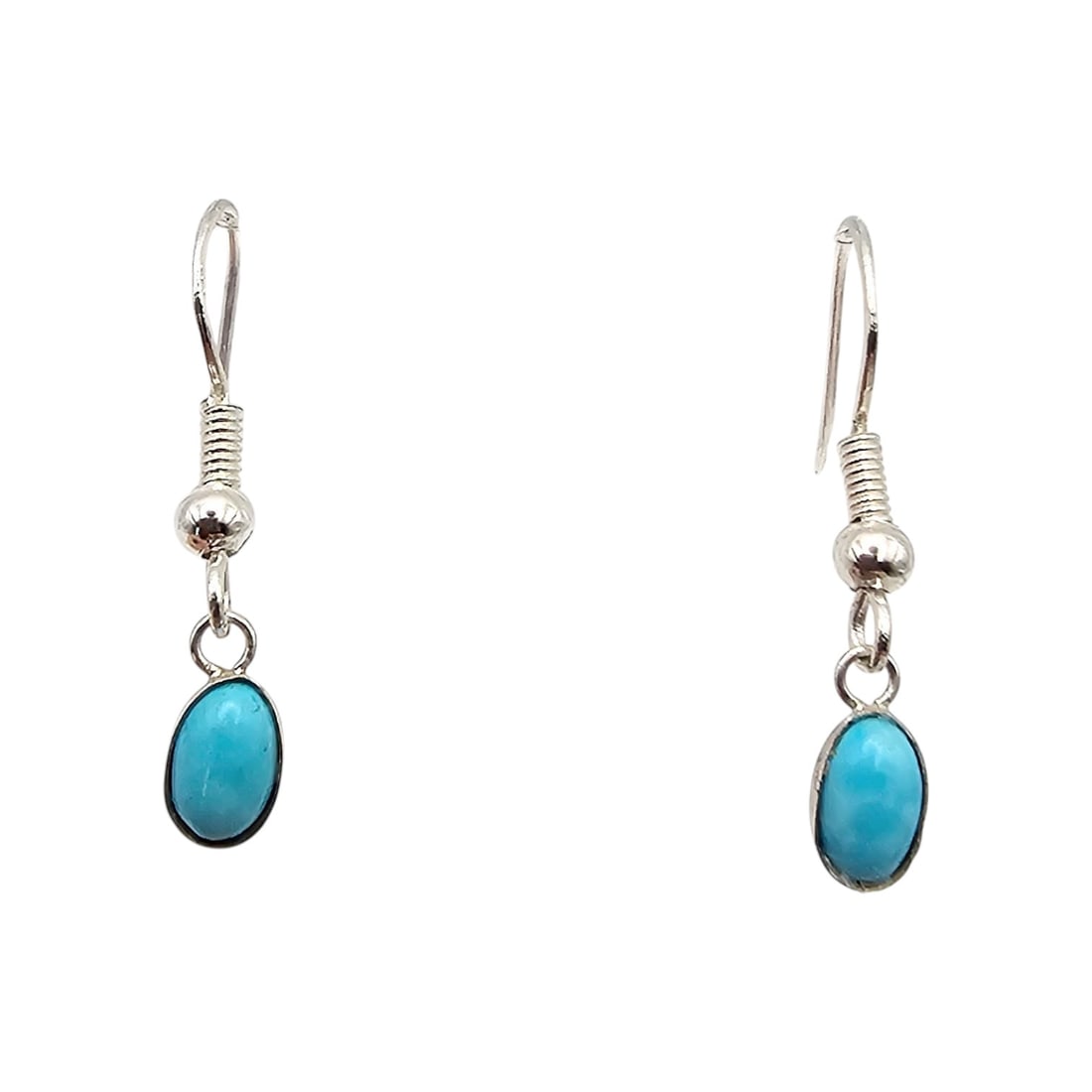 Southwestern Turquoise Sterling Silver Dangle Earrings 0.8 G (1 of 4)