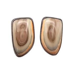 Banded Agate Southwestern Sterling Silver Earrings 13.2 G