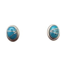 Southwestern Turquoise Sterling Silver Earrings 1.5 G