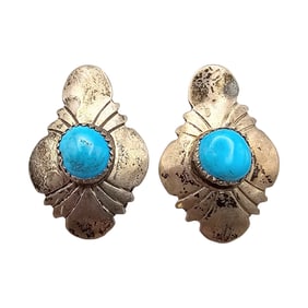 EDE Southwestern Turquoise Sterling Silver Earrings 6.9 G