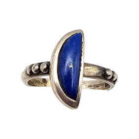 Carolyn Pollack Relios Southwestern Lapis Sterling Silver Moon Ring Size 6 3.1 G