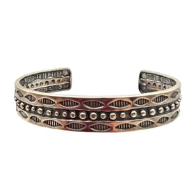Carolyn Pollack Relios Southwestern Sterling Silver Stamp Work Cuff Bracelet 21.5 G